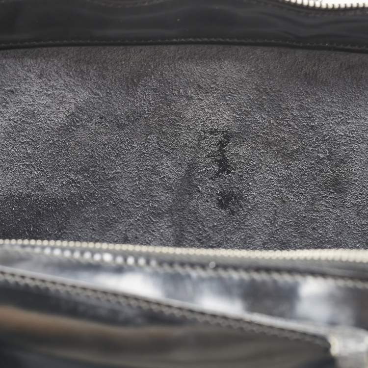 Pre Owned Salvatore Ferragamo Black/Clear Patent Leather and PVC Satchel