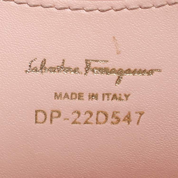Pre Owned Salvatore Ferragamo Black Leather Vara Bow Wristlet Clutch