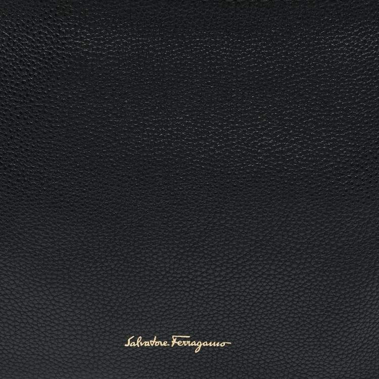 Pre Owned Salvatore Ferragamo Black Leather Ally Hobo