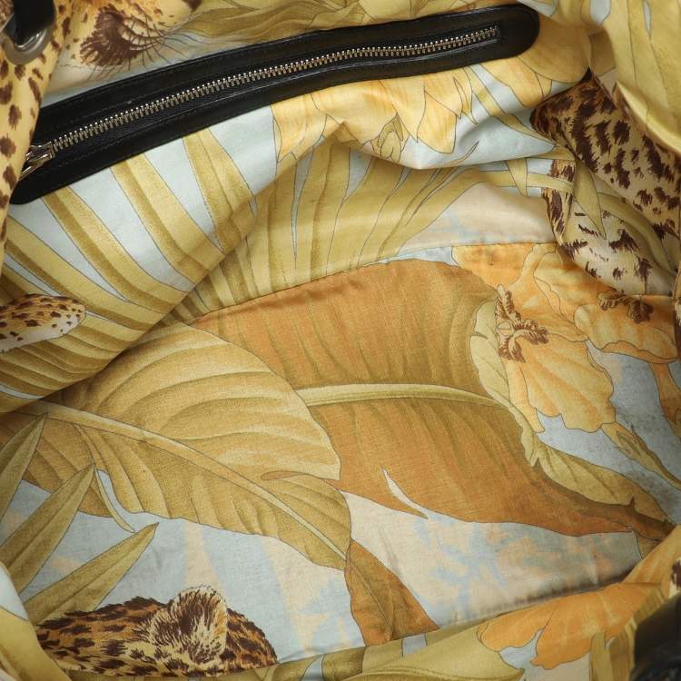 Pre Owned Salvatore Ferragamo Black Denim and Leather Tote
