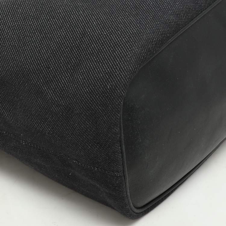 Pre Owned Salvatore Ferragamo Black Denim and Leather Tote