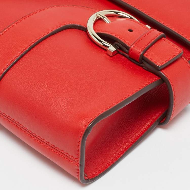 Pre Owned Salvatore Ferragamo Red Leather Motherwell Clutch Bag