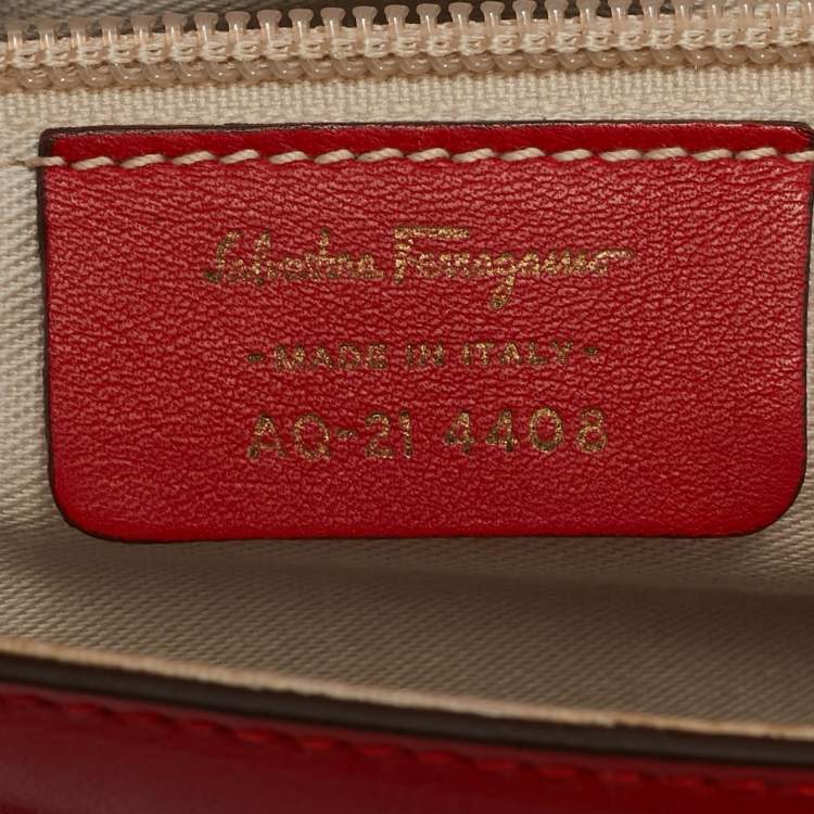 Pre Owned Salvatore Ferragamo Red Leather Motherwell Clutch Bag