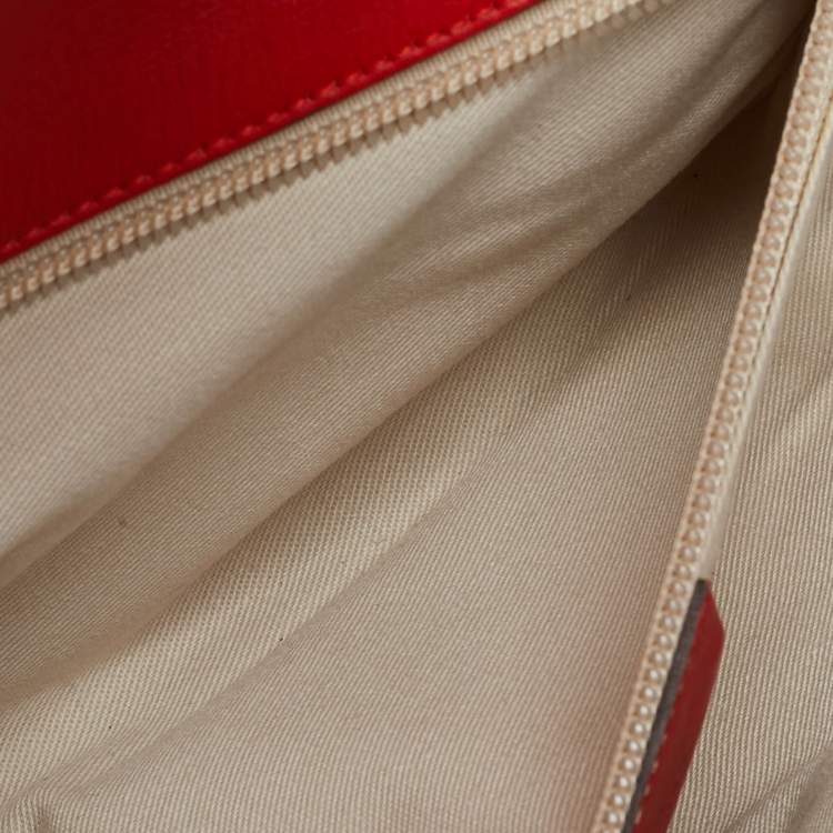 Pre Owned Salvatore Ferragamo Red Leather Motherwell Clutch Bag