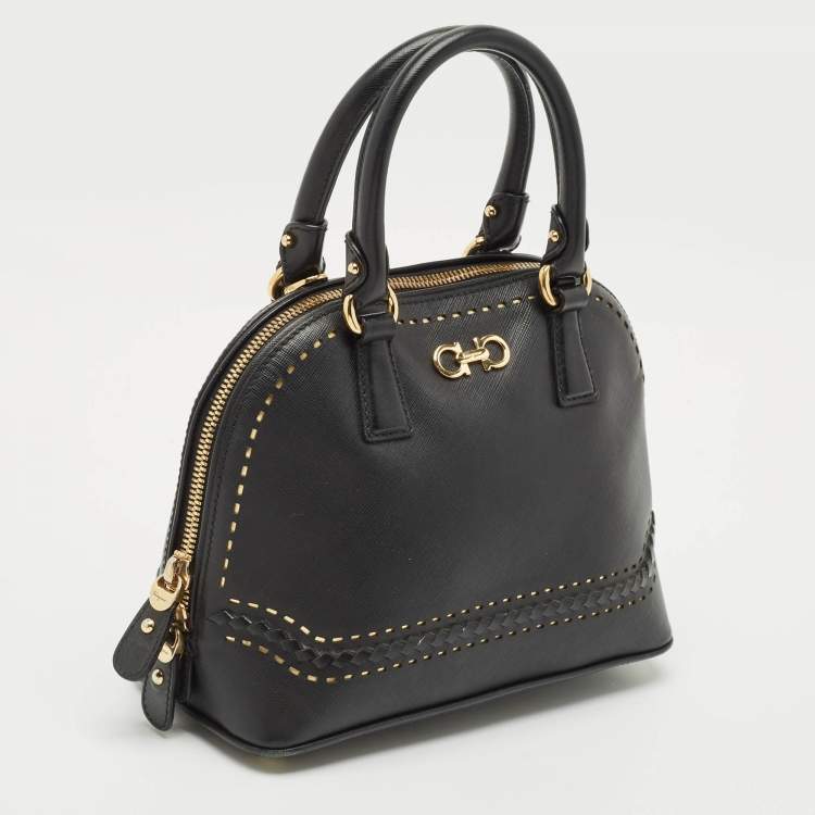 Pre Owned Salvatore Ferragamo Black Leather Darina Satchel