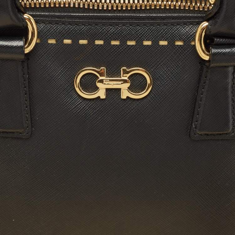 Pre Owned Salvatore Ferragamo Black Leather Darina Satchel