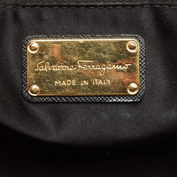 Pre Owned Salvatore Ferragamo Black Leather Darina Satchel