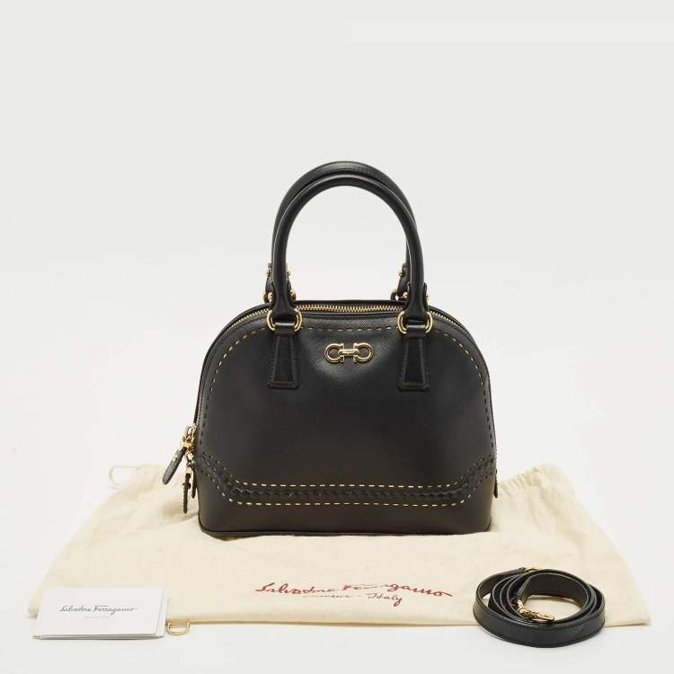Pre Owned Salvatore Ferragamo Black Leather Darina Satchel