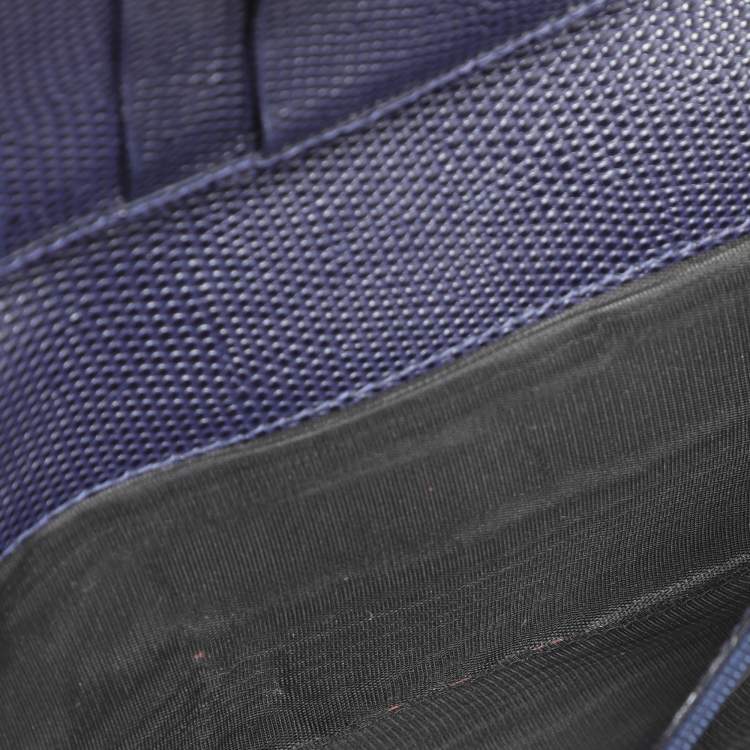 Pre Owned Salvatore Ferragamo Indigo Lizard Leather Vara Bow Continental Wallet