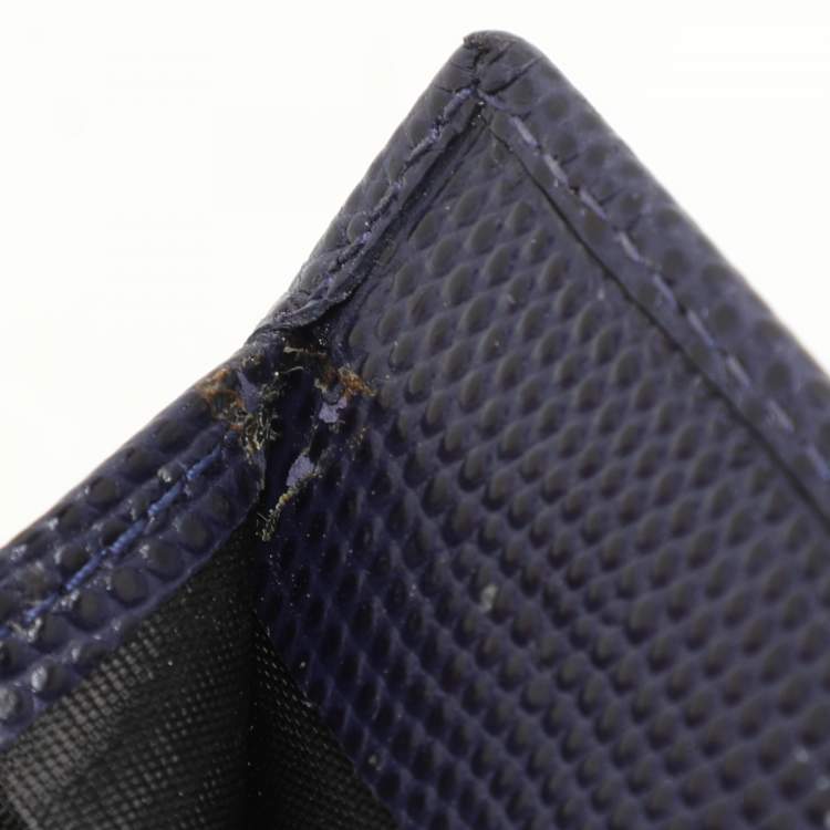 Pre Owned Salvatore Ferragamo Indigo Lizard Leather Vara Bow Continental Wallet