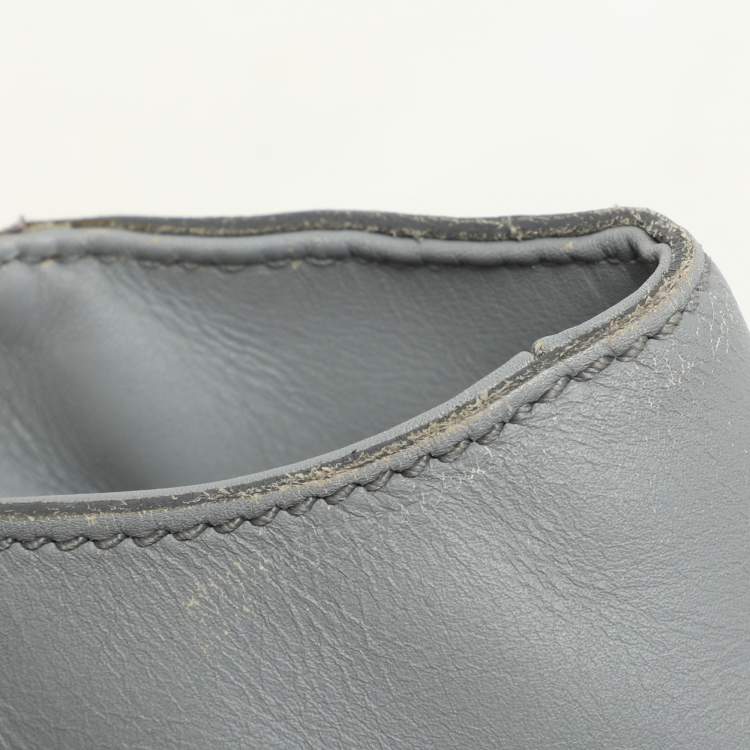 Pre Owned Salvatore Ferragamo Grey Leather and Raffia Betulla Tote
