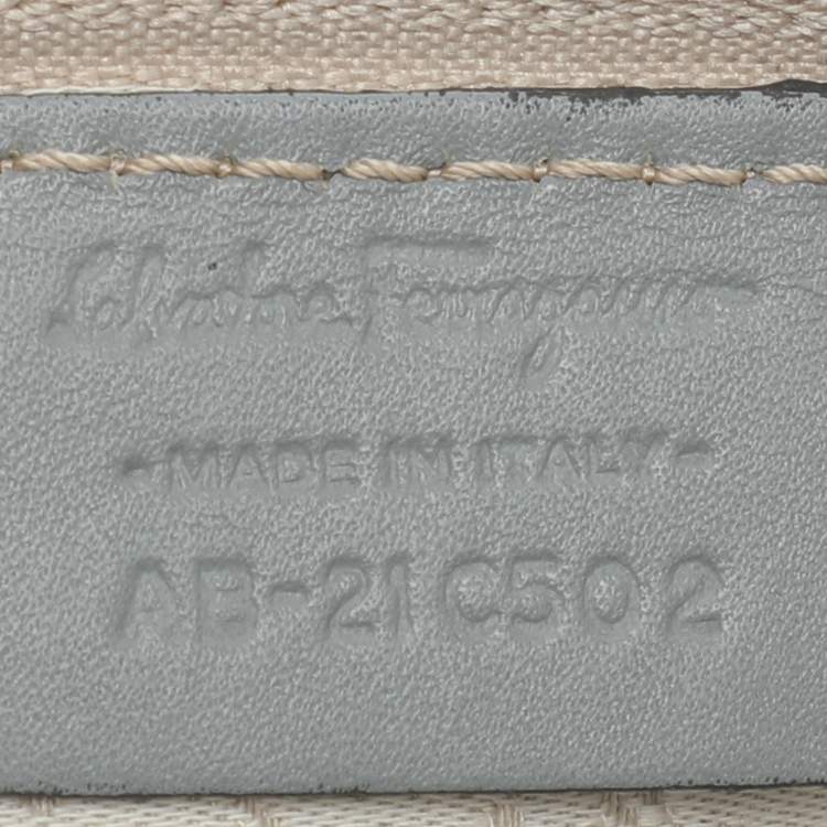 Pre Owned Salvatore Ferragamo Grey Leather and Raffia Betulla Tote