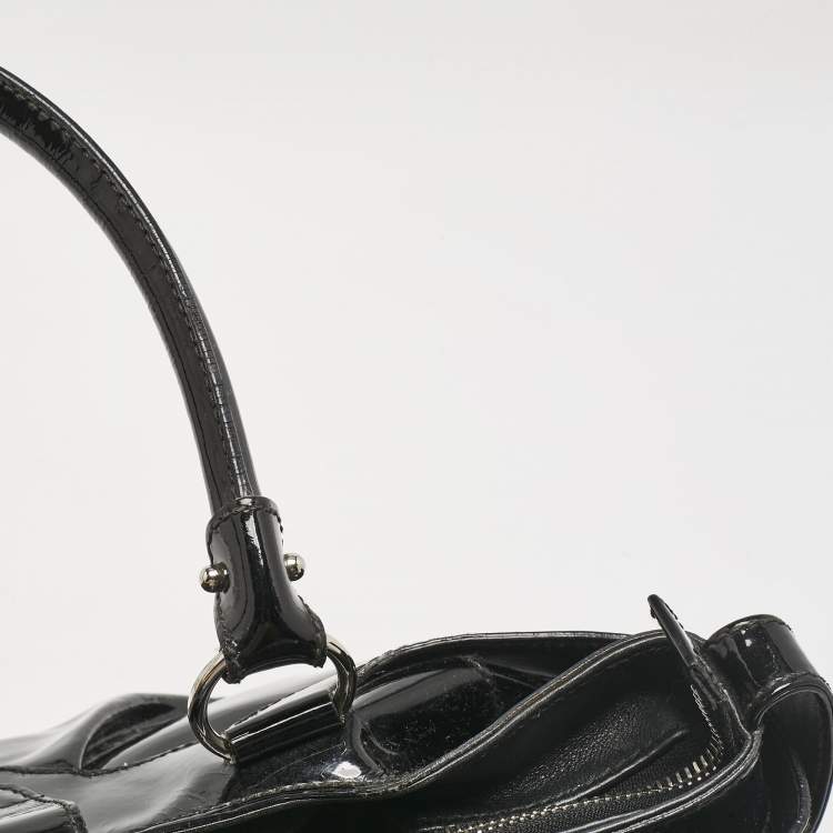 Pre Owned Salvatore Ferragamo Black Patent Leather Marisa Satchel