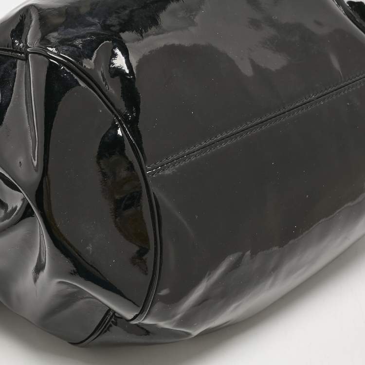 Pre Owned Salvatore Ferragamo Black Patent Leather Marisa Satchel