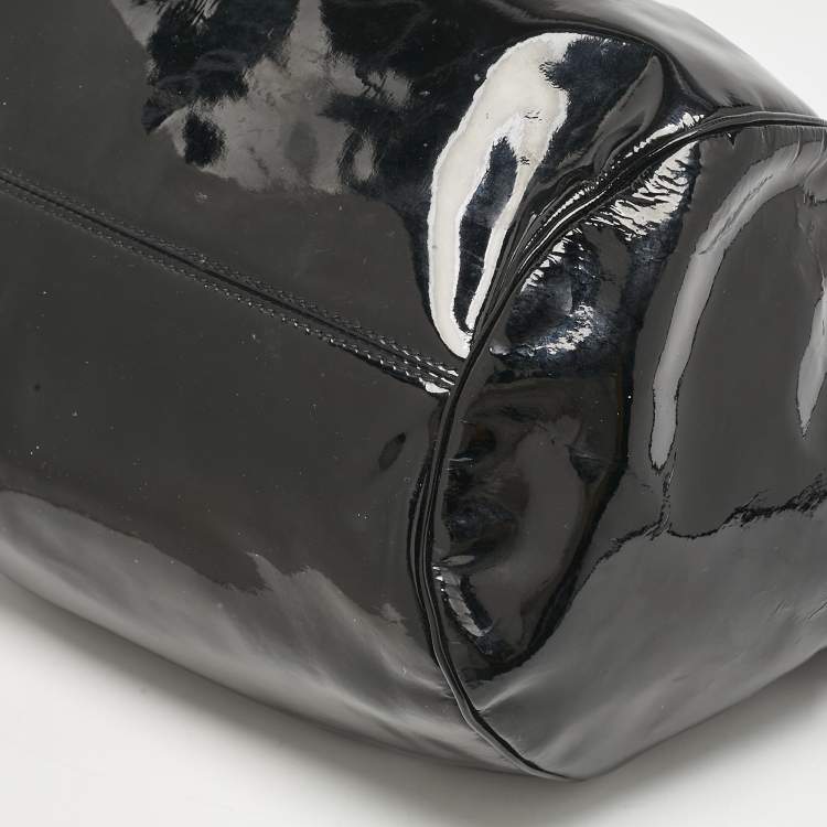 Pre Owned Salvatore Ferragamo Black Patent Leather Marisa Satchel