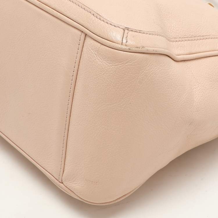 Pre Owned Salvatore Ferragamo Beige Leather Double Gancio Bag