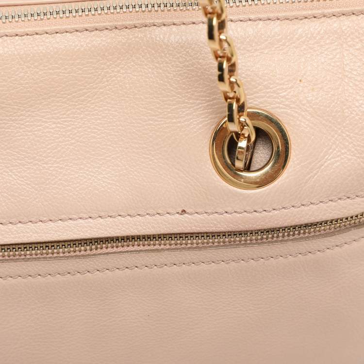 Pre Owned Salvatore Ferragamo Beige Leather Double Gancio Bag