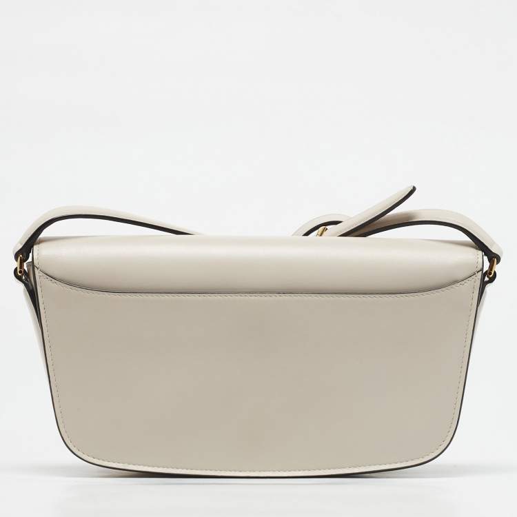 Pre Owned Salvatore Ferragamo Ivory Leather Trapezio Shoulder Bag