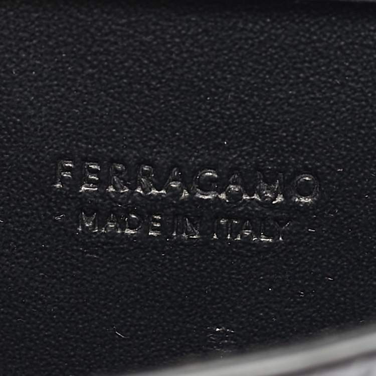 Pre Owned Salvatore Ferragamo Lilac/Black Lizard Embossed Leather Multi Pocket Flap Crossbody Bag