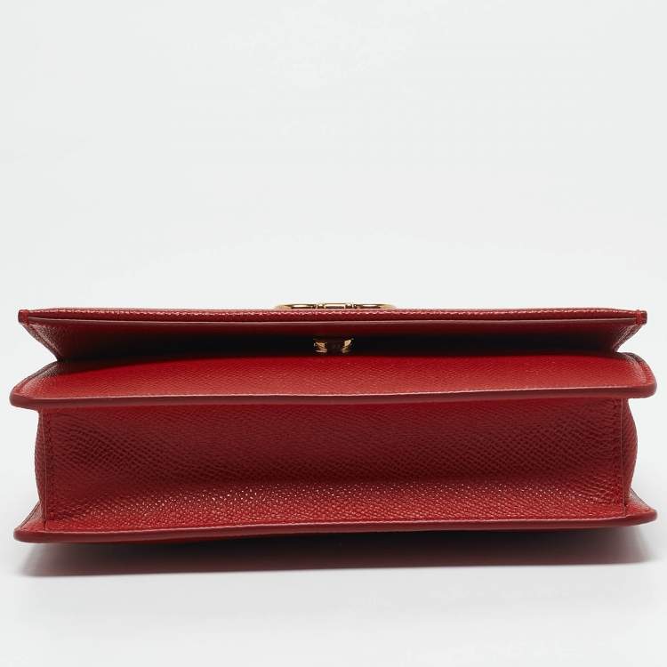 Pre Owned Salvatore Ferragamo Red Leather Mini Gancini Top Handle Bag