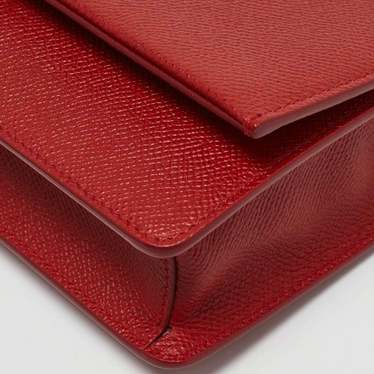 Pre Owned Salvatore Ferragamo Red Leather Mini Gancini Top Handle Bag