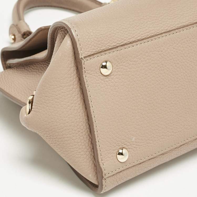 Pre Owned Salvatore Ferragamo Beige Leather Small Sofia Top Handle Bag