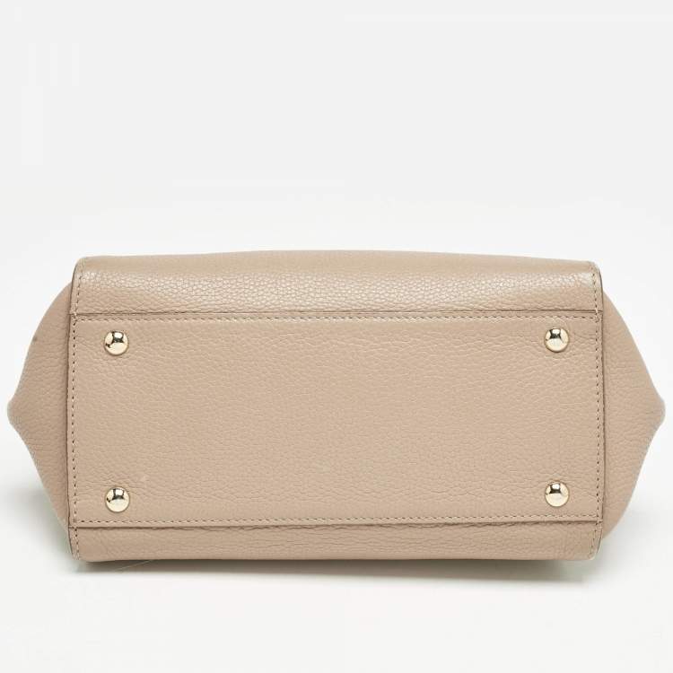Pre Owned Salvatore Ferragamo Beige Leather Small Sofia Top Handle Bag