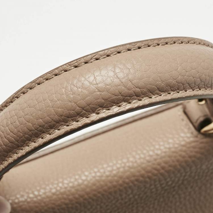 Pre Owned Salvatore Ferragamo Beige Leather Small Sofia Top Handle Bag