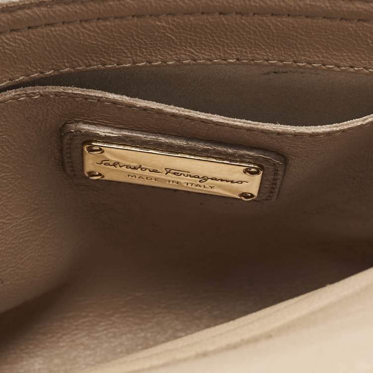 Pre Owned Salvatore Ferragamo Beige Leather Small Sofia Top Handle Bag