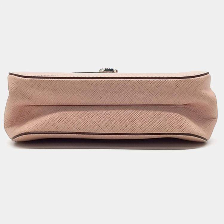 Pre Owned Salvatore Ferragamo Pink Leather Gancini Chain Crossbody Bag