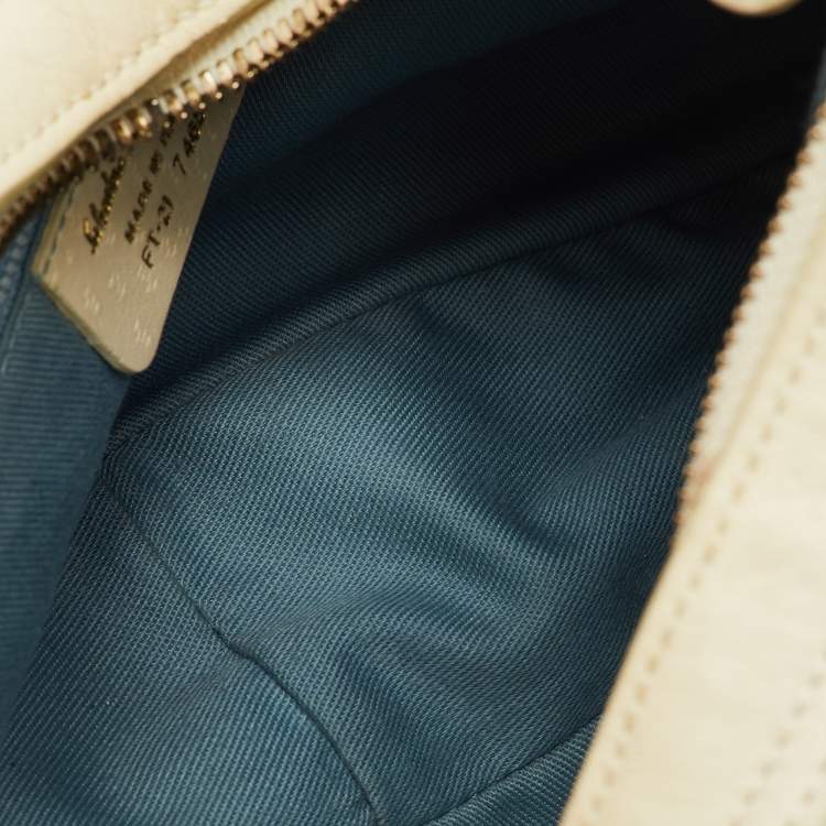 Pre Owned Salvatore Ferragamo Cream Leather Hobo
