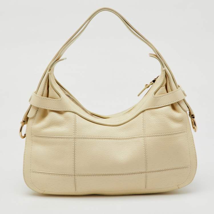 Pre Owned Salvatore Ferragamo Cream Leather Hobo