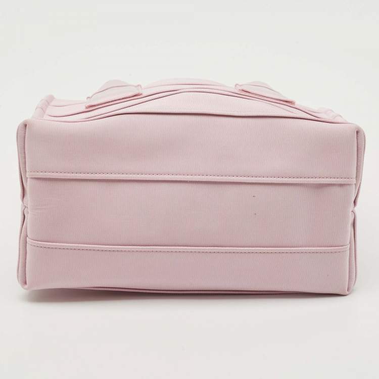 Pre Owned Salvatore Ferragamo Pink Signature Fabric Logo Small Tote