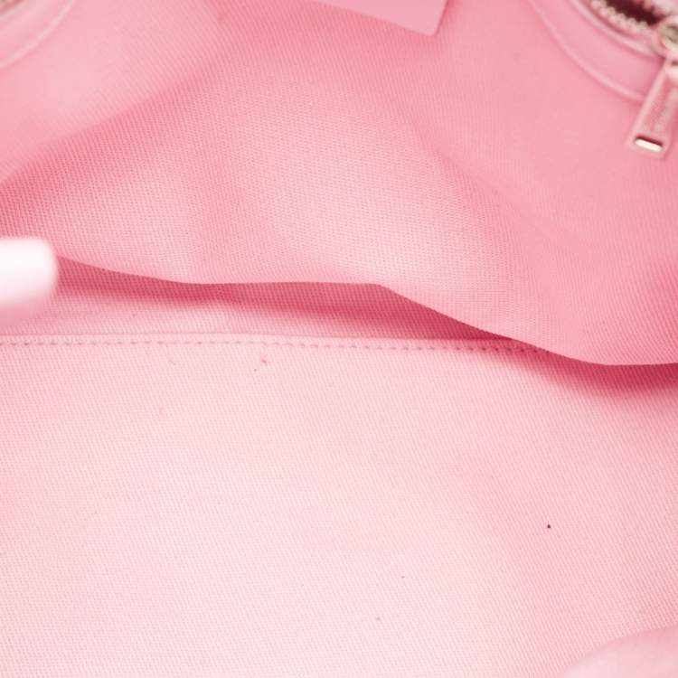 Pre Owned Salvatore Ferragamo Pink Signature Fabric Logo Small Tote