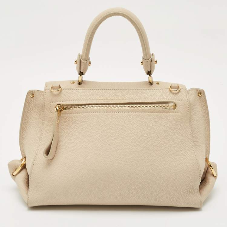 Pre Owned Salvatore Ferragamo Beige Leather Medium Sofia Top Handle Bag