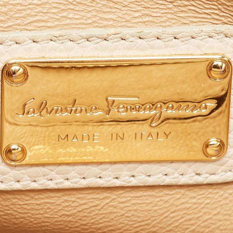 Pre Owned Salvatore Ferragamo Beige Leather Medium Sofia Top Handle Bag
