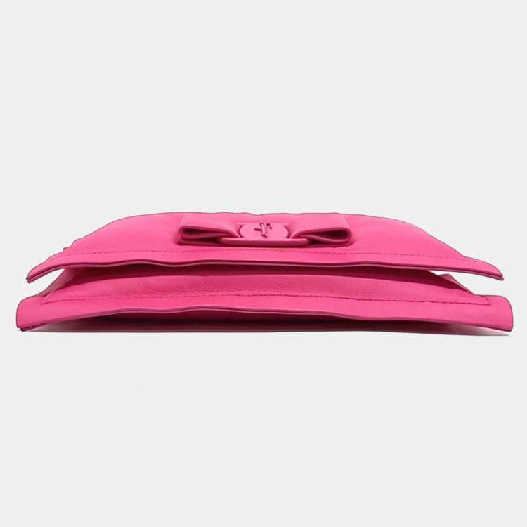 Pre Owned Salvatore Ferragamo Pink Leather Viva Bow Mini Crossbody Bag