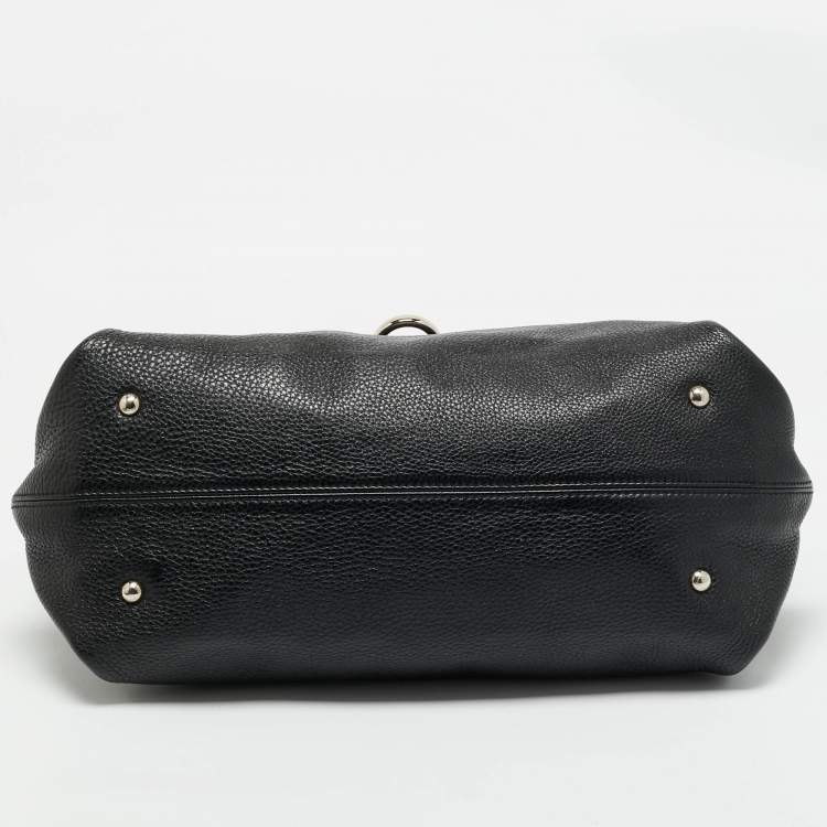 Pre Owned Salvatore Ferragamo Black Leather Large Sofia Top Handle Bag