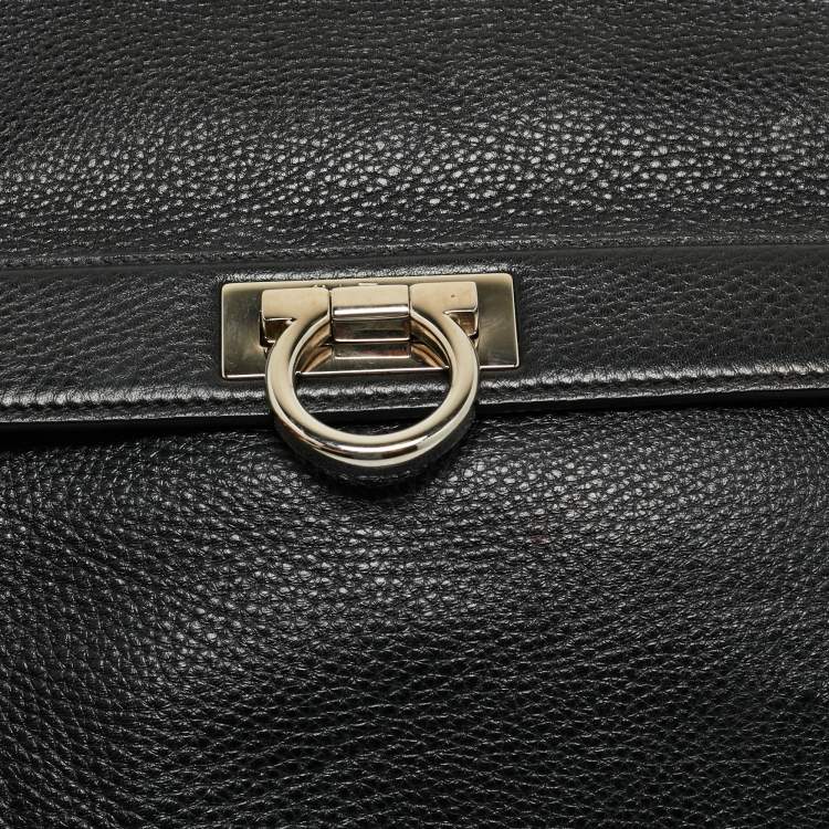 Pre Owned Salvatore Ferragamo Black Leather Large Sofia Top Handle Bag