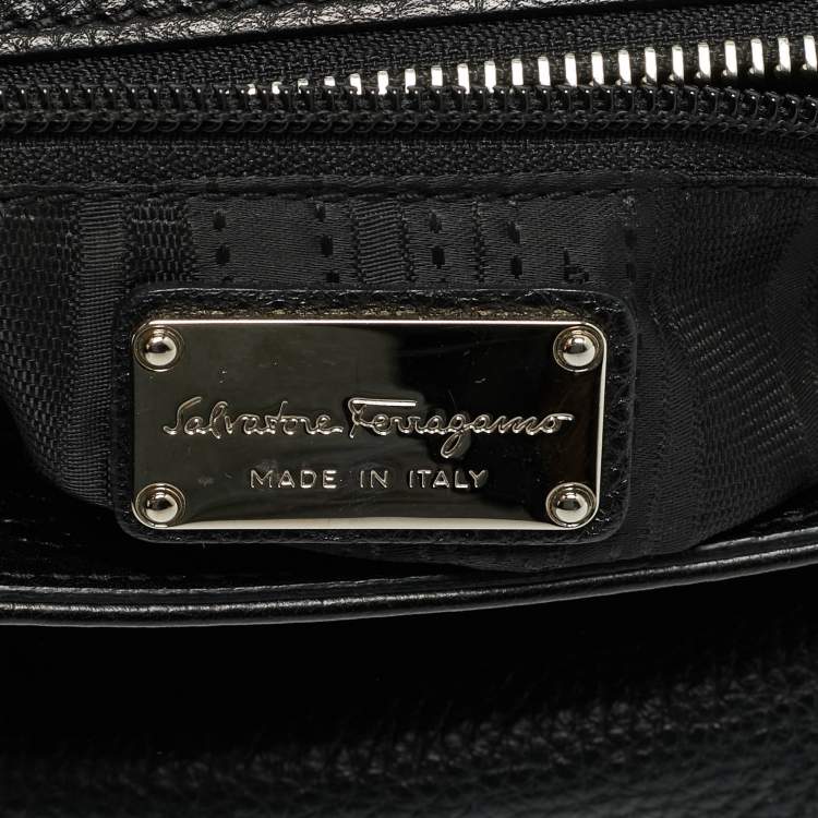 Pre Owned Salvatore Ferragamo Black Leather Large Sofia Top Handle Bag