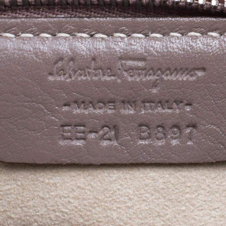 Pre Owned Salvatore Ferragamo Dark Beige Python Foldover Clutch