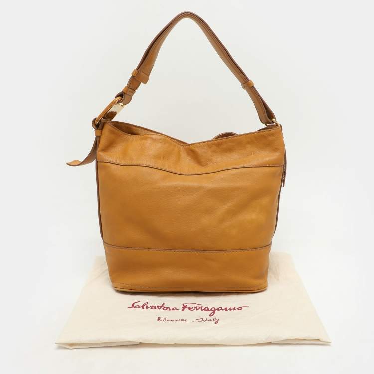 Pre Owned Salvatore Ferragamo Mustard Leather Hobo