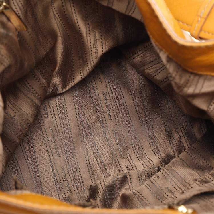 Pre Owned Salvatore Ferragamo Mustard Leather Hobo