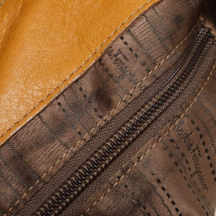 Pre Owned Salvatore Ferragamo Mustard Leather Hobo