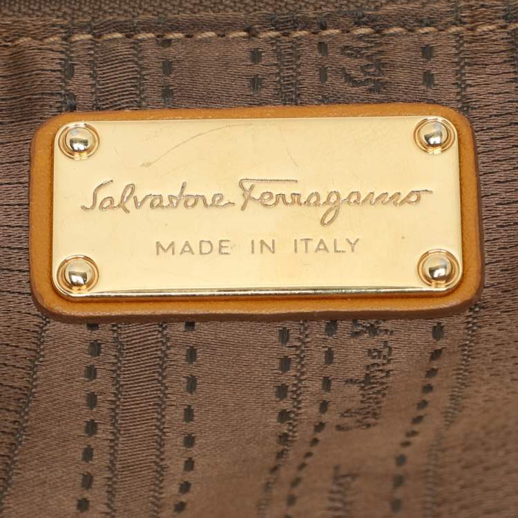 Pre Owned Salvatore Ferragamo Mustard Leather Hobo