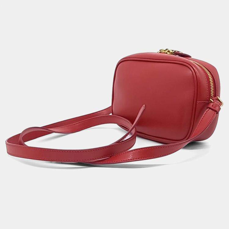 Pre Owned Salvatore Ferragamo Red Leather Gancini Crossbody Bag