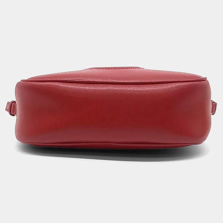 Pre Owned Salvatore Ferragamo Red Leather Gancini Crossbody Bag