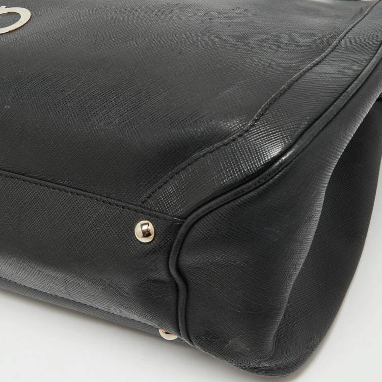 Pre Owned Salvatore Ferragamo Black Leather Chain Tote