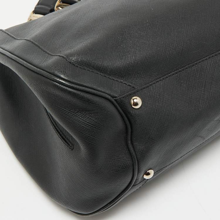 Pre Owned Salvatore Ferragamo Black Leather Chain Tote