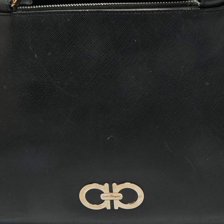 Pre Owned Salvatore Ferragamo Black Leather Chain Tote